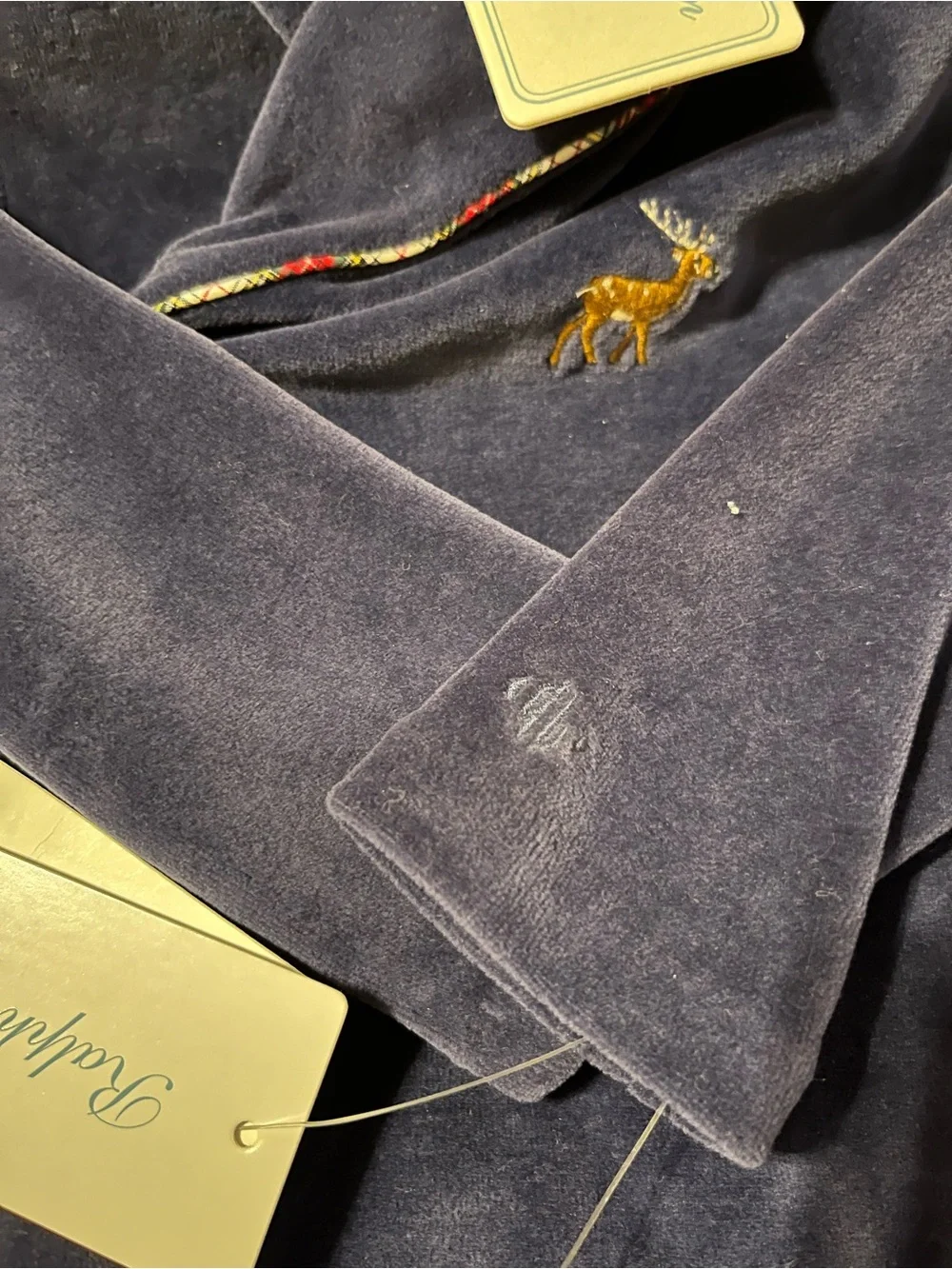 Ralph Lauren Navy Velour Footed One-Piece